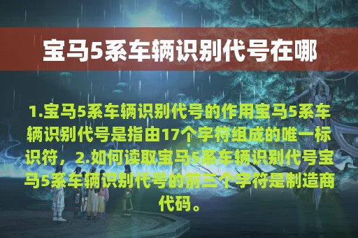 宝马5系车辆识别代号在哪