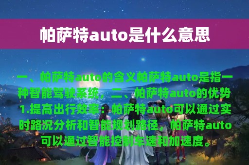 帕萨特auto是什么意思