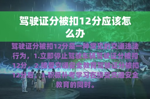 驾驶证分被扣12分应该怎么办