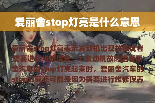 爱丽舍stop灯亮是什么意思