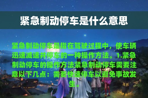 紧急制动停车是什么意思