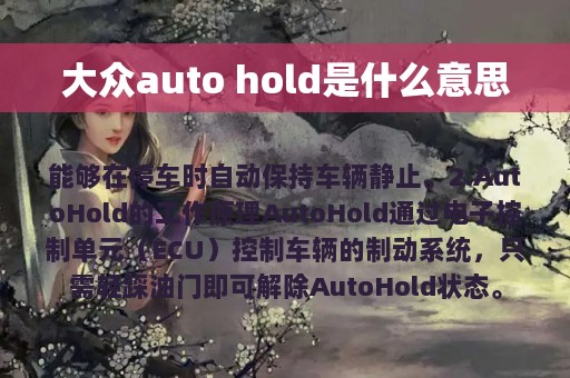 大众auto hold是什么意思