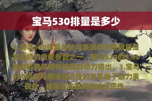 宝马530排量是多少