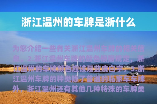 浙江温州的车牌是浙什么