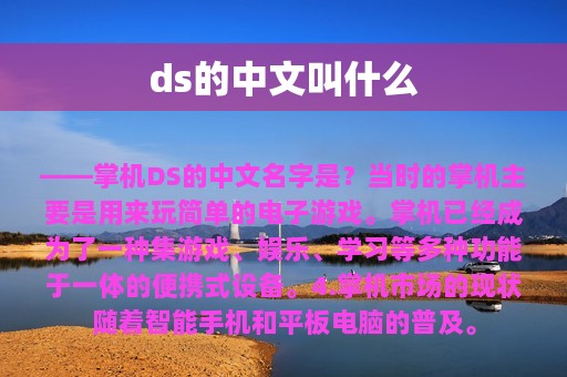 ds的中文叫什么