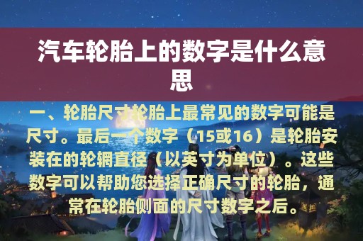 汽车轮胎上的数字是什么意思