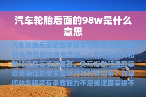 汽车轮胎后面的98w是什么意思