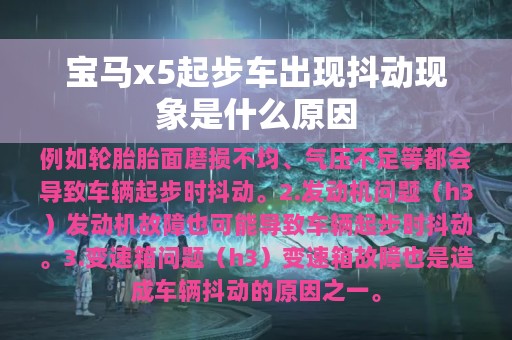 宝马x5起步车出现抖动现象是什么原因