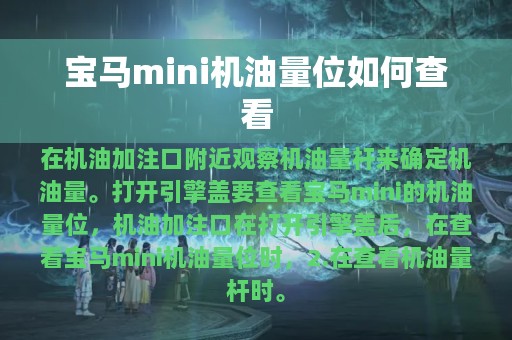 宝马mini机油量位如何查看