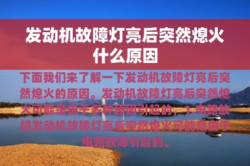 发动机故障灯亮后突然熄火什么原因