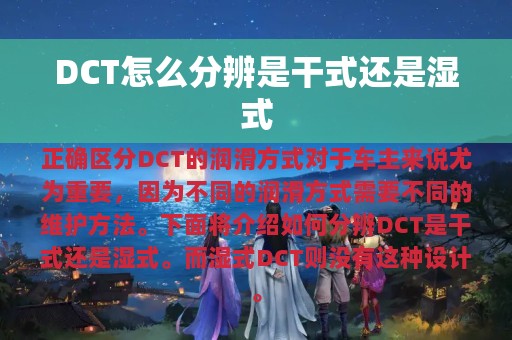 DCT怎么分辨是干式还是湿式