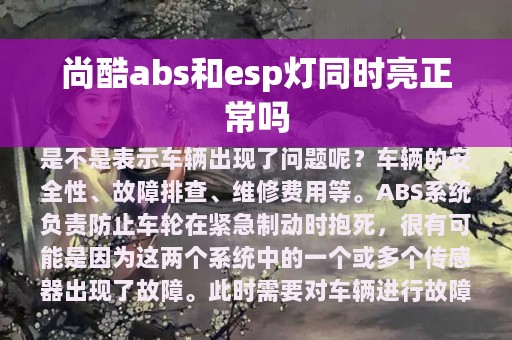 尚酷abs和esp灯同时亮正常吗