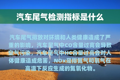 汽车尾气检测指标是什么