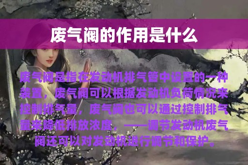 废气阀的作用是什么