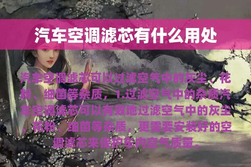 汽车空调滤芯有什么用处