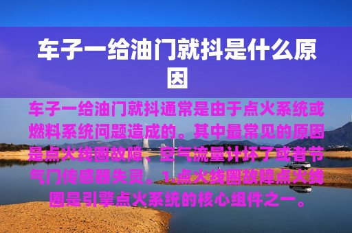 车子一给油门就抖是什么原因