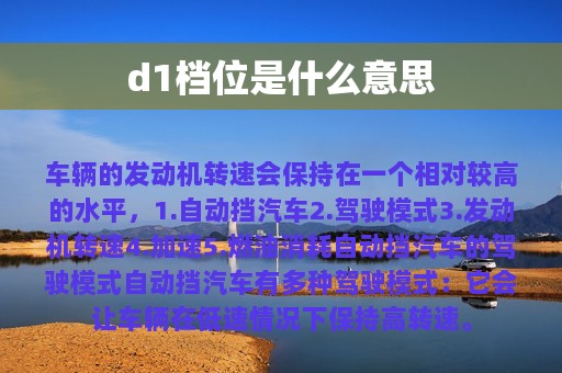 d1档位是什么意思