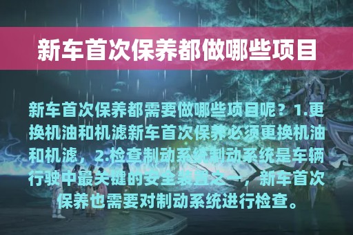 新车首次保养都做哪些项目