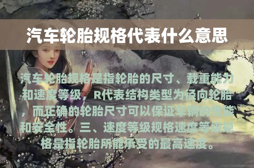 汽车轮胎规格代表什么意思