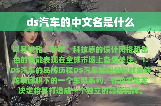 ds汽车的中文名是什么