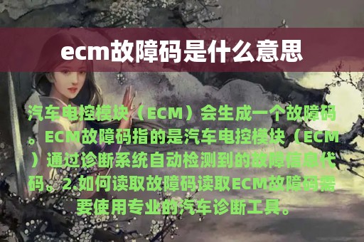 ecm故障码是什么意思