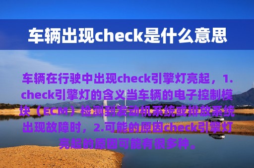 车辆出现check是什么意思