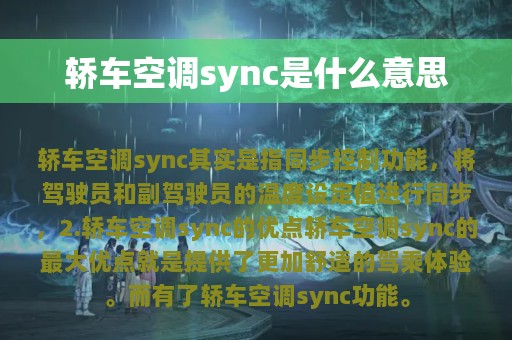 轿车空调sync是什么意思