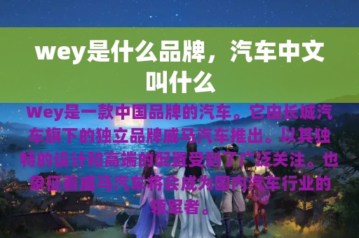 wey是什么品牌，汽车中文叫什么