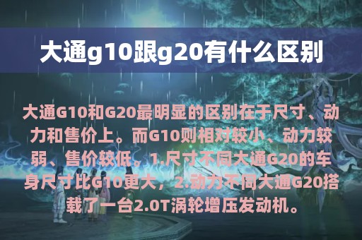 大通g10跟g20有什么区别