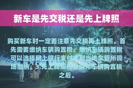 新车是先交税还是先上牌照