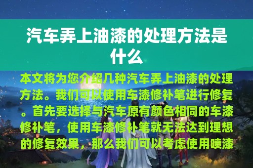 汽车弄上油漆的处理方法是什么