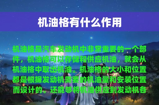 机油格有什么作用