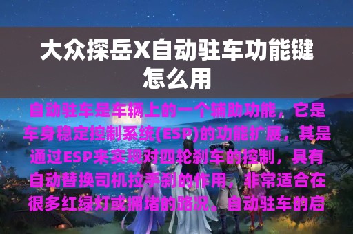 大众探岳X自动驻车功能键怎么用