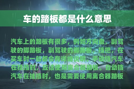 车的踏板都是什么意思