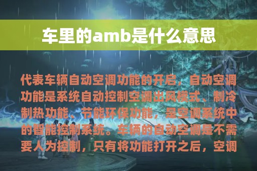 车里的amb是什么意思