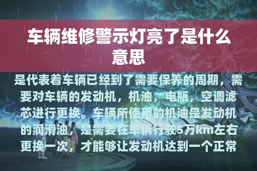 车辆维修警示灯亮了是什么意思