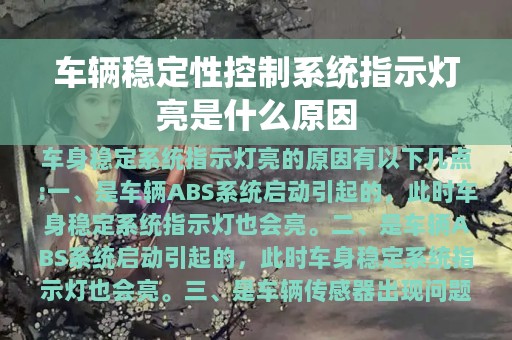 车辆稳定性控制系统指示灯亮是什么原因