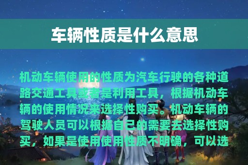 车辆性质是什么意思