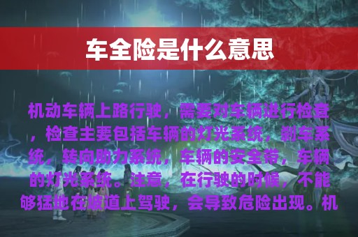 车全险是什么意思