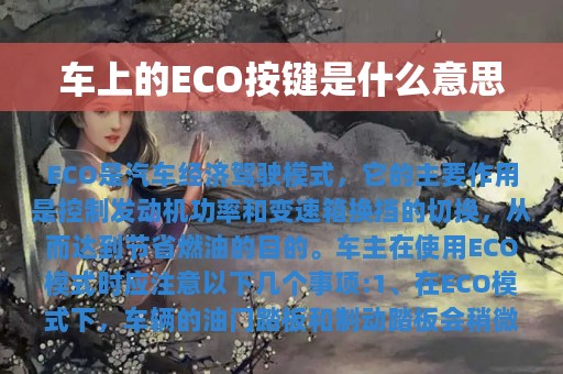 车上的ECO按键是什么意思