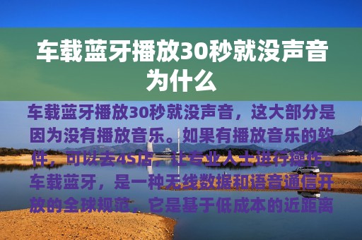 车载蓝牙播放30秒就没声音为什么