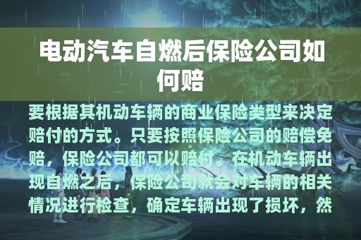 电动汽车自燃后保险公司如何赔