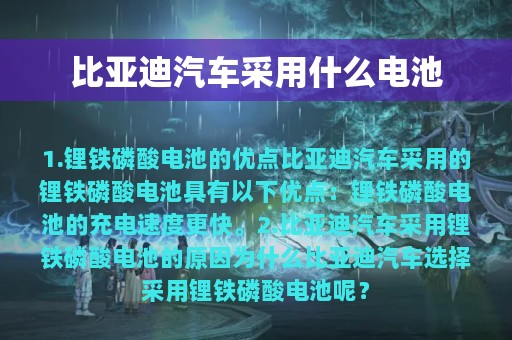 比亚迪汽车采用什么电池