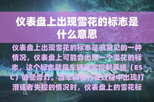 仪表盘上出现雪花的标志是什么意思