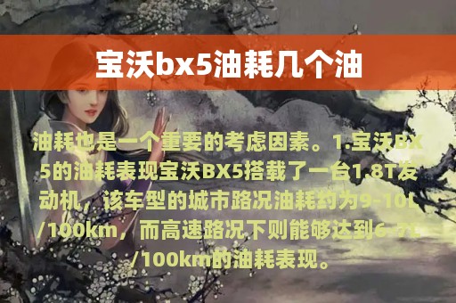 宝沃bx5油耗几个油