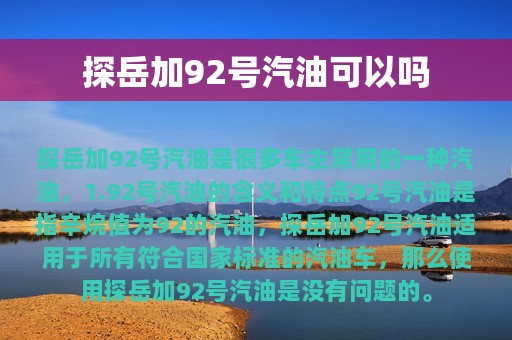 探岳加92号汽油可以吗