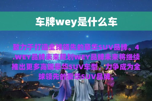 车牌wey是什么车