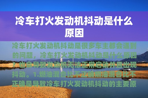 冷车打火发动机抖动是什么原因