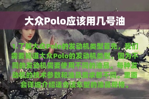 大众Polo应该用几号油