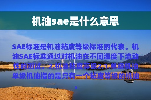 机油sae是什么意思